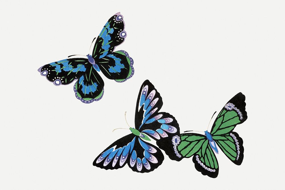 Colorful butterfly, Japanese watercolor, vintage illustration psd