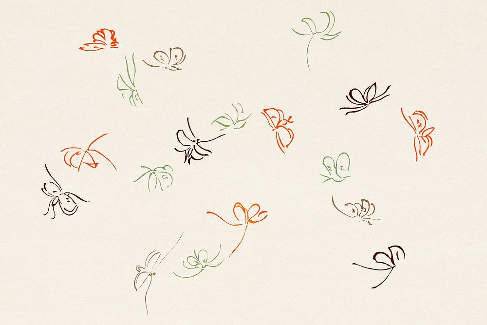 Butterfly print. Digitally enhanced from our own original 1904 edition of Kamisaka Sekka's Cho senshu (One Thousand…