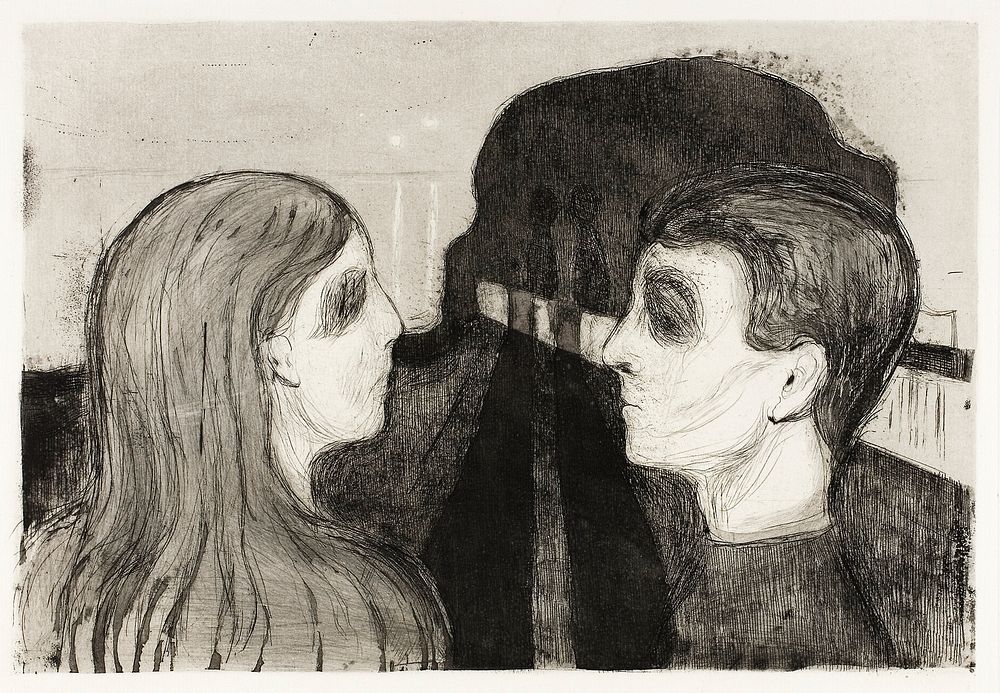Attraction II (1895) by Edvard Munch. Original from The Art Institute of Chicago. Digitally enhanced by rawpixel.