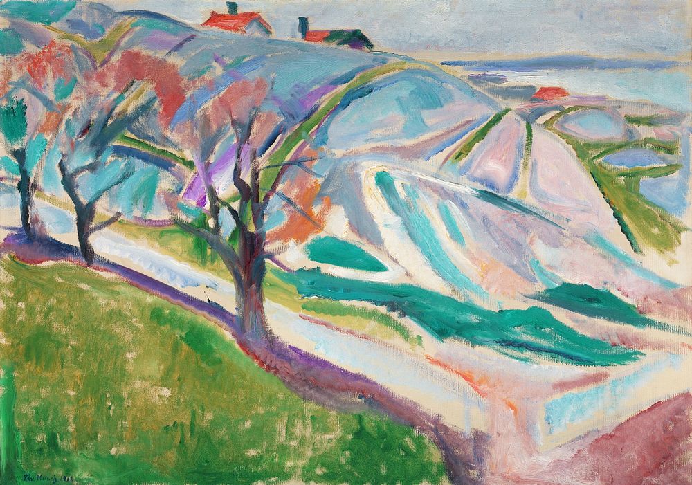 Landscape of Kragerø (1912) by Edvard Munch. Original from The MET Museum. Digitally enhanced by rawpixel.