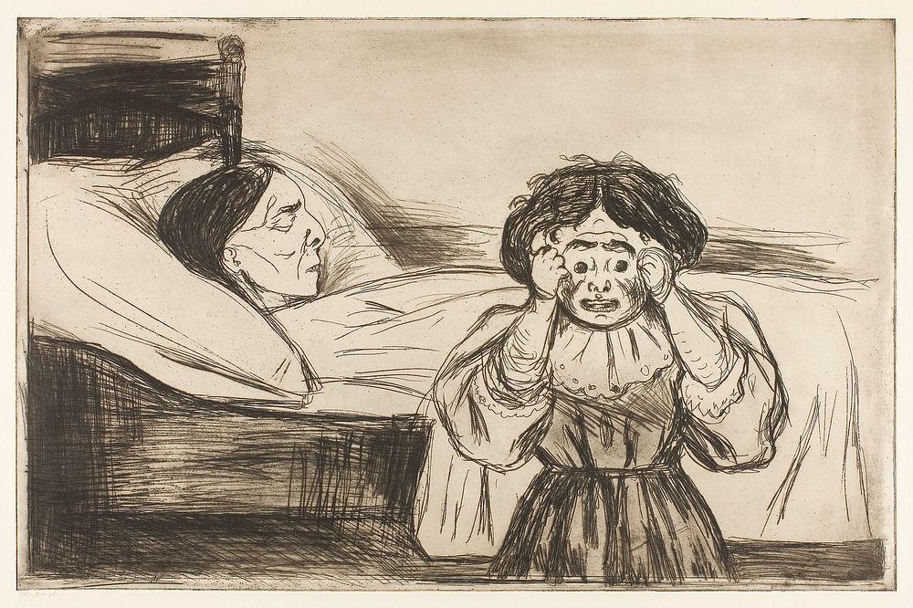 The Dead Mother and Her Child (1901) by Edvard Munch. Original from The Art Institute of Chicago. Digitally enhanced by…