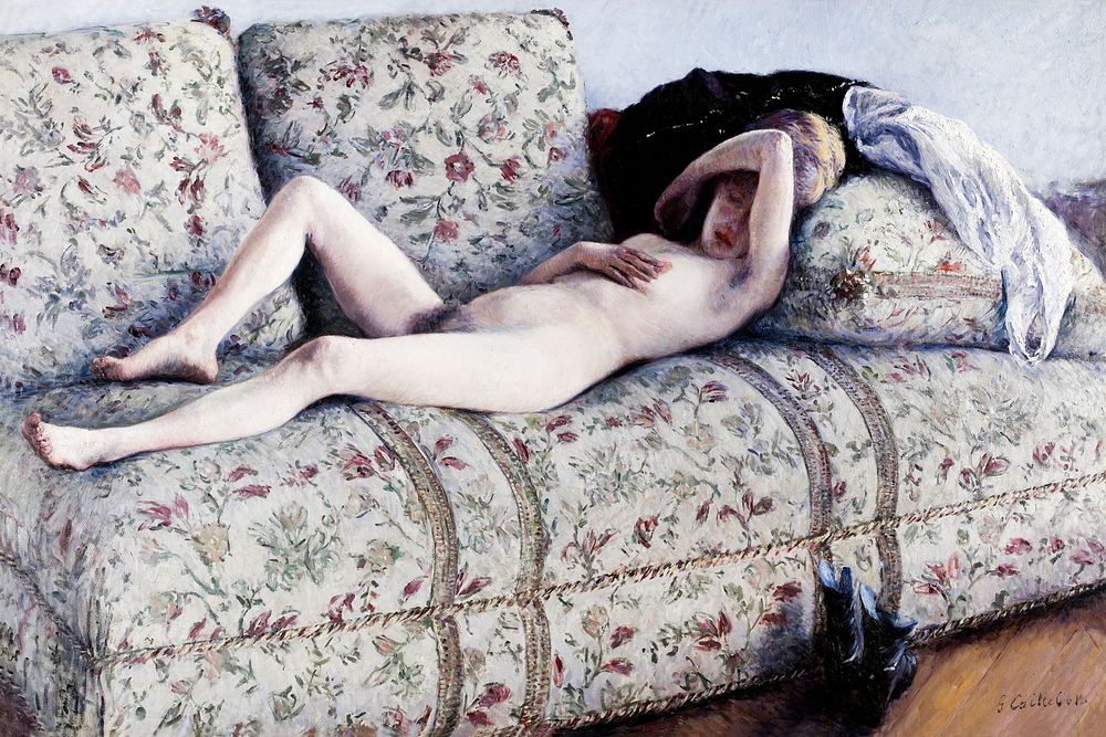 Nude on a Couch (ca. 1880) painting in high resolution by Gustave Caillebotte. Original from The Minneapolis Institute of…