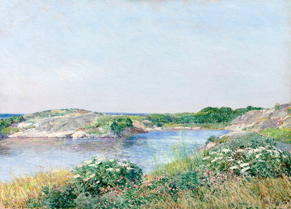 The Little Pond, Appledore (1890) by Frederick Childe Hassam. Original from The Art Institute of Chicago. Digitally enhaced…