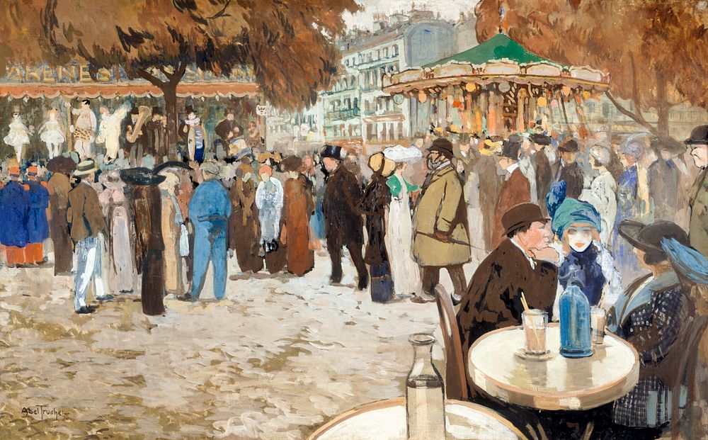 Fun fair, boulevard de Clichy (1910) by Louis Abel-Truchet. The City of Paris Museums. Digitally enhanced by rawpixel.