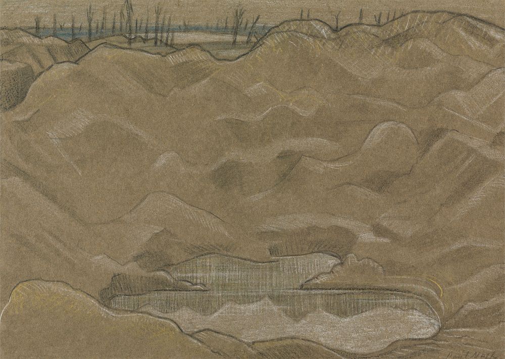 A Shell Crater (1918) drawing in high resolution by Paul Nash. Original from The Yale University Art Gallery. Digitally…