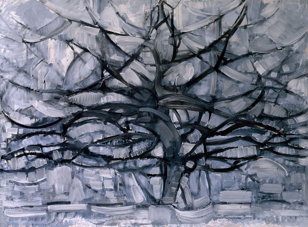 Piet Mondrian's Gray Tree (1911) famous painting. Original from Wikimedia Commons. Digitally enhanced by rawpixel.