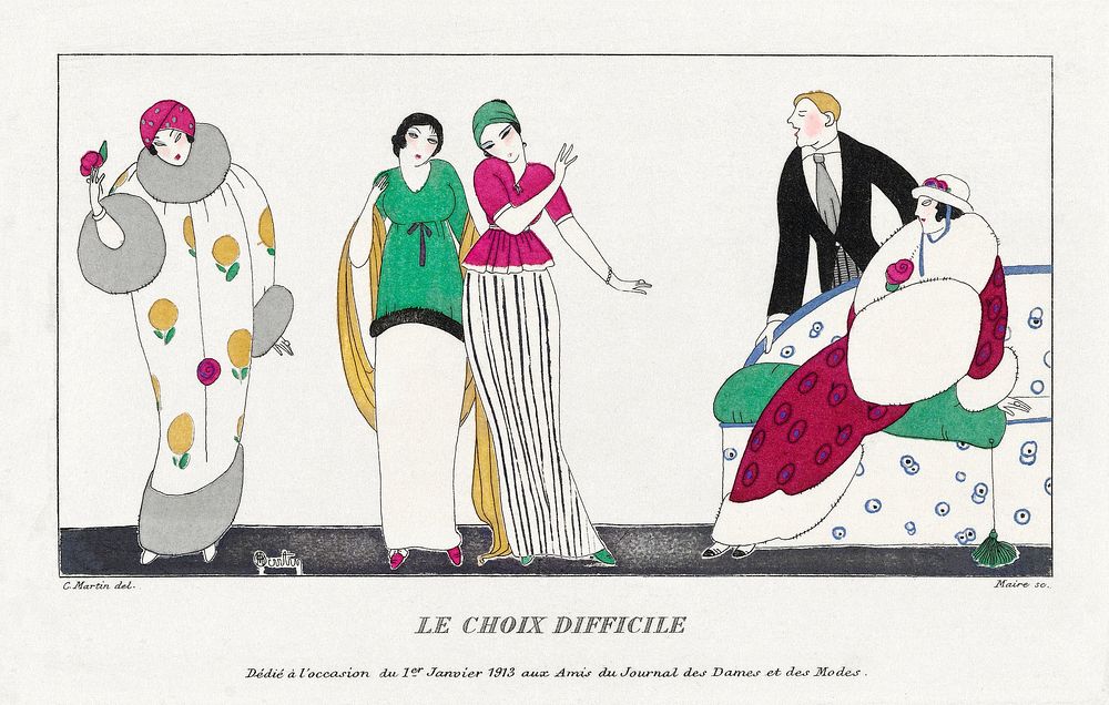 Le Choix difficile (1913) fashion plate in high resolution by Charles Martin, published in Journal des Dames et des Modes.…