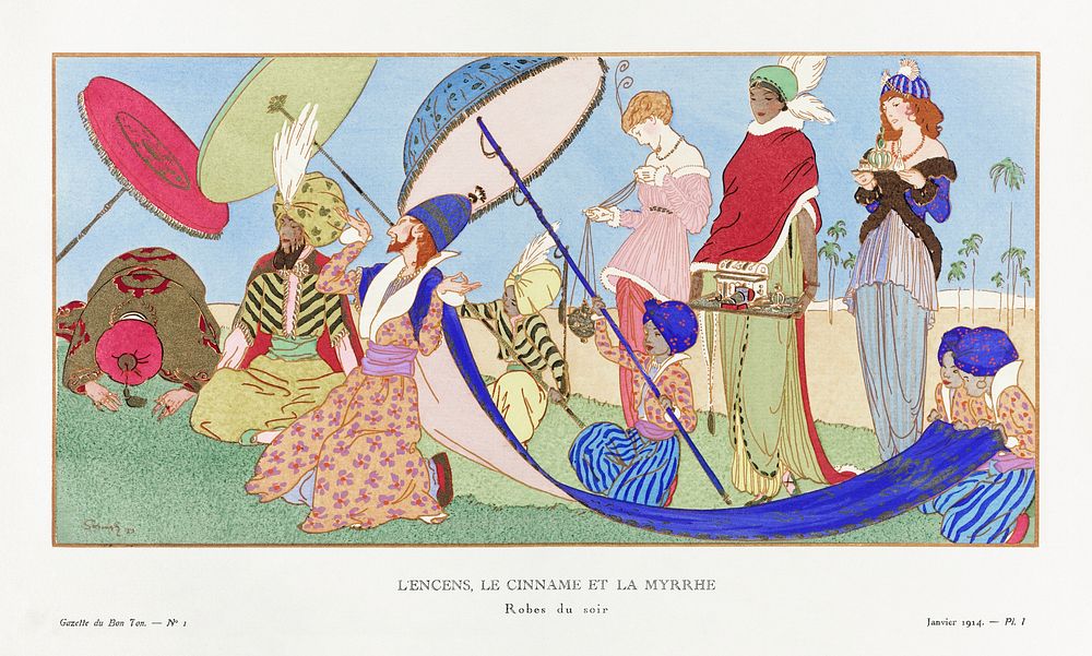 L'Encens, Le Cinname et la Myrrhe (1914) by Ludwik Strimpl, published in Gazette de Bon Ton. Original from The Rijksmuseum.…