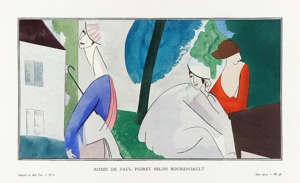 Robes de Paul Poiret selon Boussingault (1914) fashion plate in high resolution by Jean&ndash;Louis Boussingault, published…
