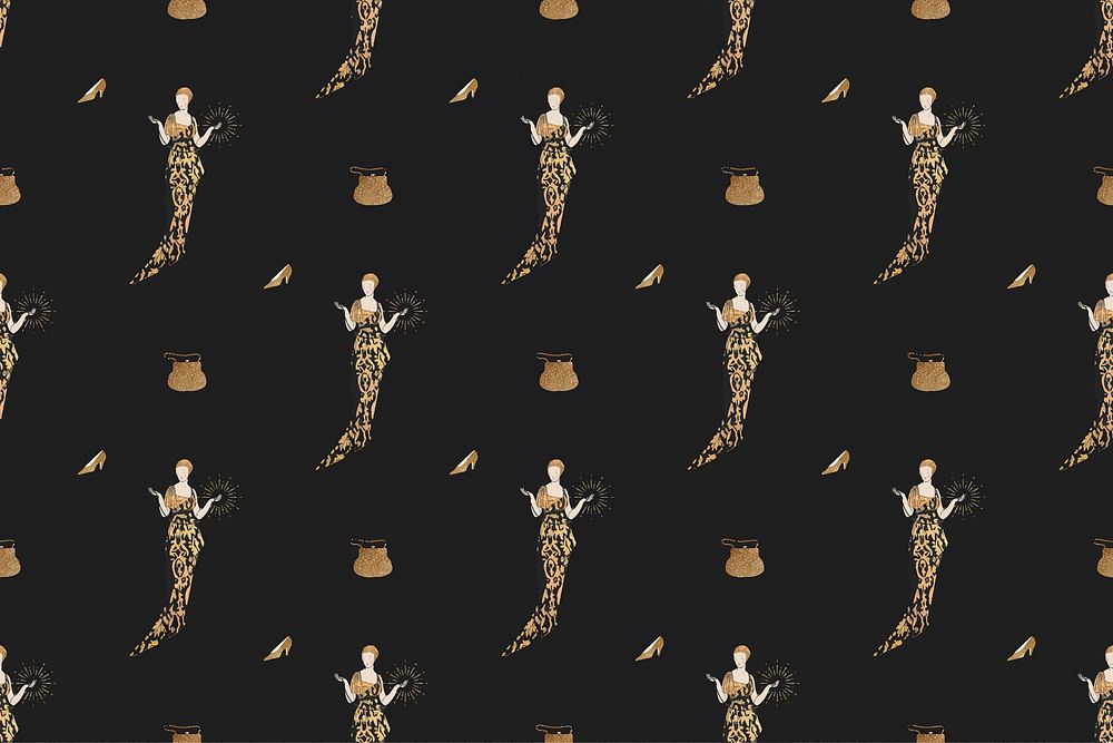 Pattern background vector featuring vintage flapper and beauty items, remixed from public domain artworks