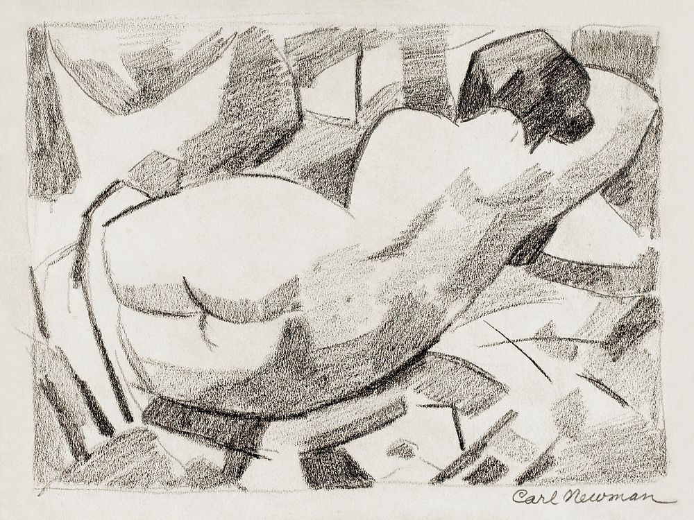 Naked woman showing her bottom. Reclining Nude Women by Carl Newman. Original from The Smithsonian. Digitally enhanced by…