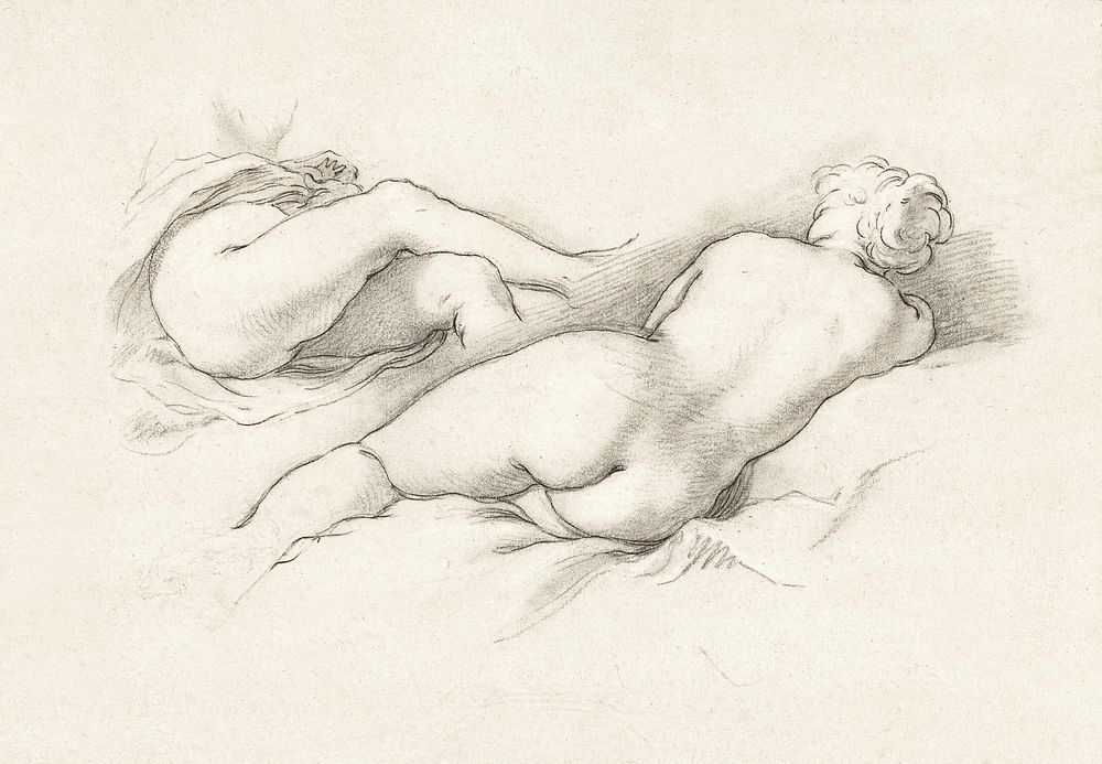 Studies of a Reclining Female Nude (1645-1651) by Abraham Bloemaert. Original from The Rijksmuseum. Digitally enhanced by…