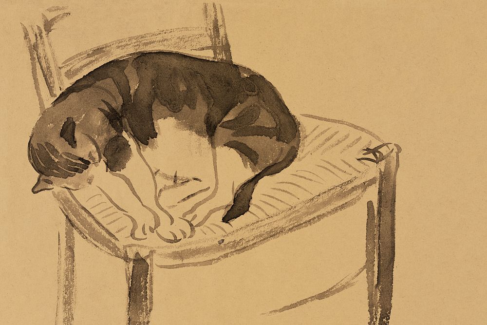 Sleeping Cat (1900) by Jane Poupelet. Original from The Cleveland Museum of Art. Digitally enhanced by rawpixel.
