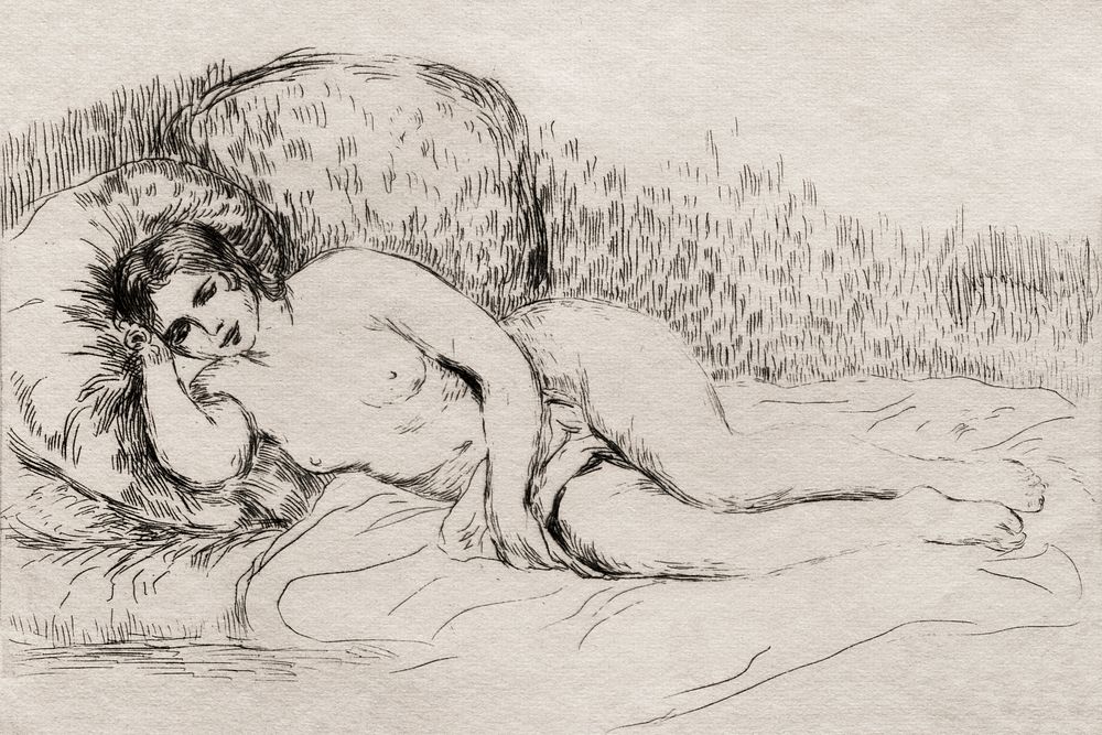 Vintage erotic nude art of a naked woman. Nude Woman Reclining (1906) by Pierre-Auguste Renoir. Original from The Cleveland…