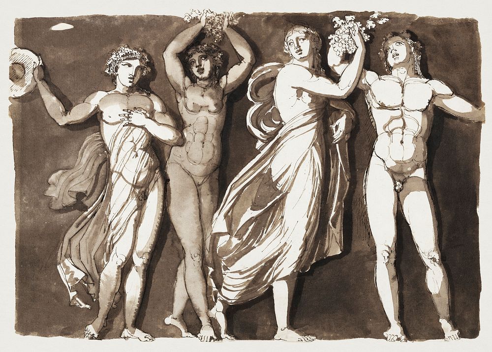 Erotic vintage art naked manwoman, A Frieze of Dancing Antique Figures in a Bacchanal (ca. 1788&ndash;1795) by Jonas…
