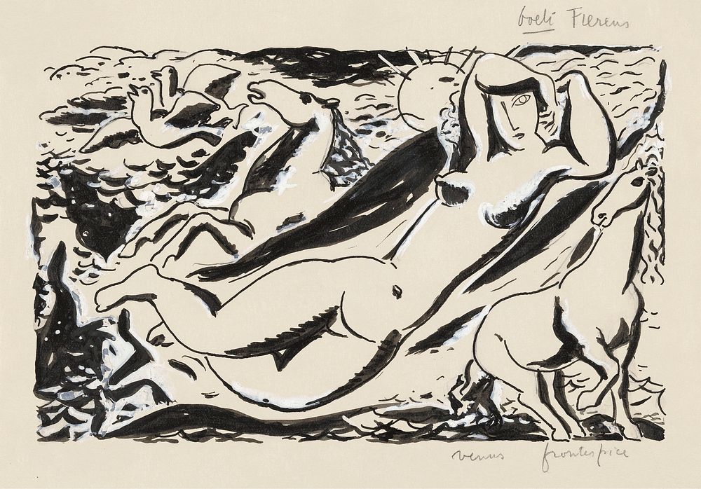 Venus Vignet voor boek 'L'art Hollandais contemporain' van Paul Fierens (1932&ndash;1933) by Leo Gestel. Original from The…
