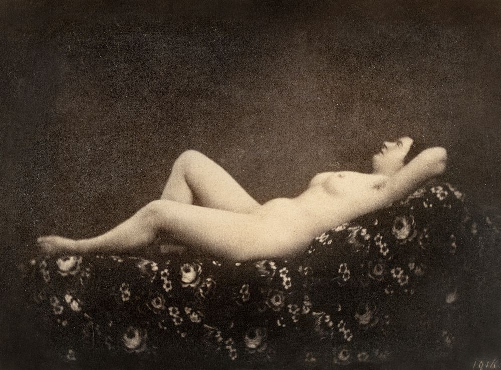 Nude photography of naked woman, Female Nude, Reclining, in Profile (ca. 1853) by Julien Vallou de Villeneuve. Original from…