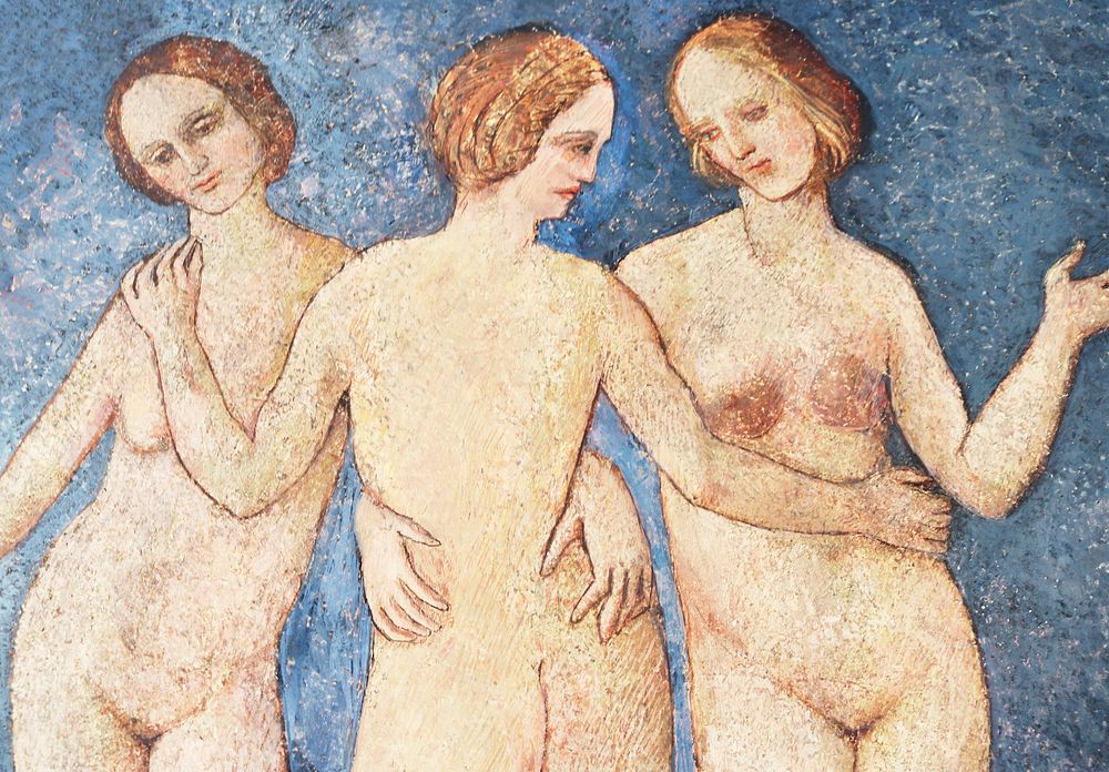 Naked lady vintage art, The Three Graces (ca. 1509) by Pinturicchio. Original from The MET Museum. Digitally enhanced by…