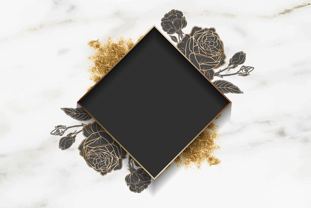 Blank golden floral frame vector