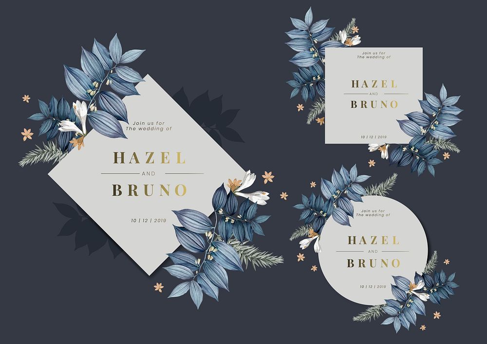 Set of floral wedding frame design vectors