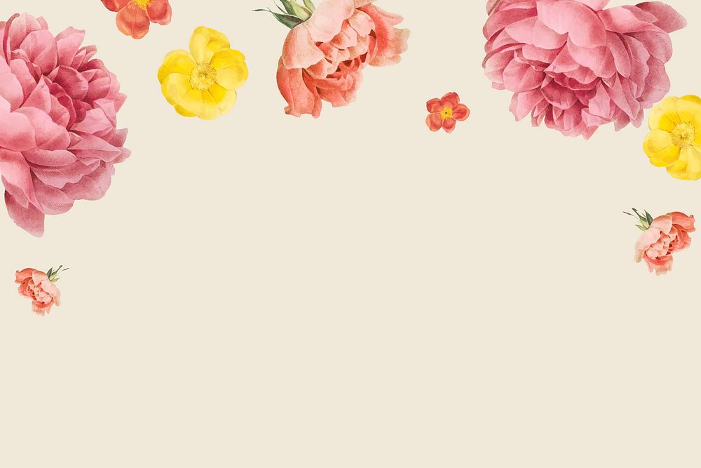 Spring background vector with pink rose border