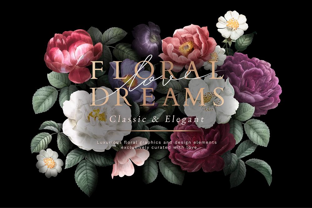 Rose and floral dreams themed background vector