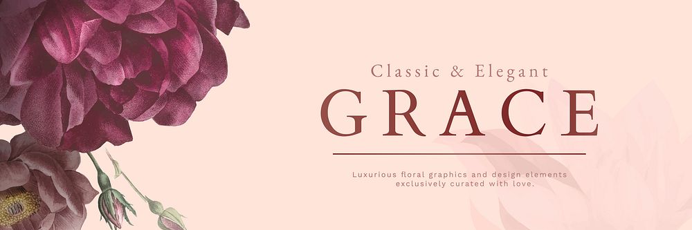 Floral grace rose themed banner vector