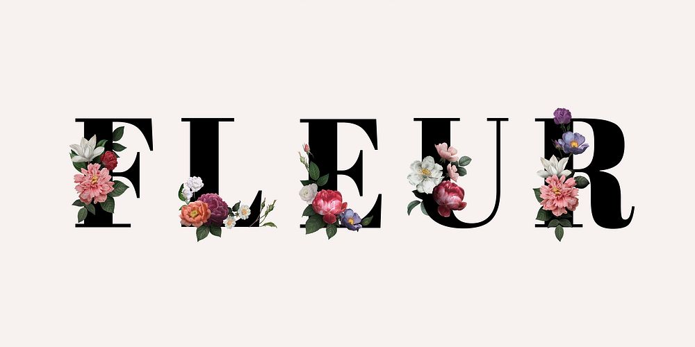 Elegant floral font with the word fleur vector