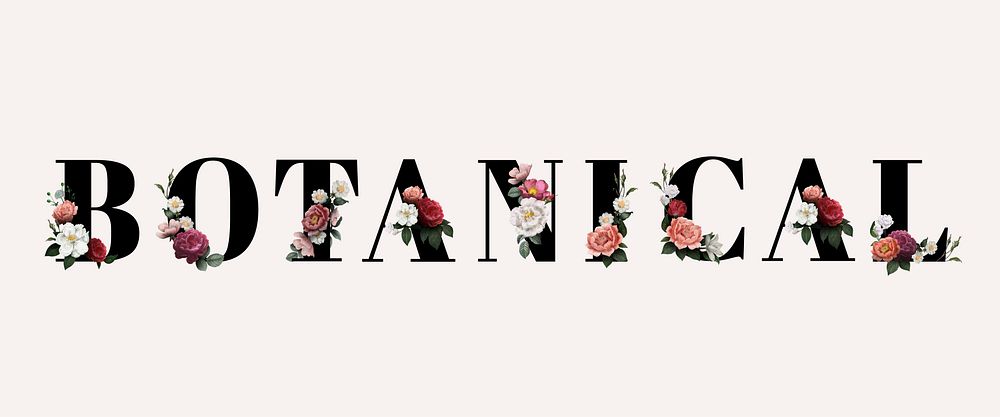Elegant floral font with the word botanical vector