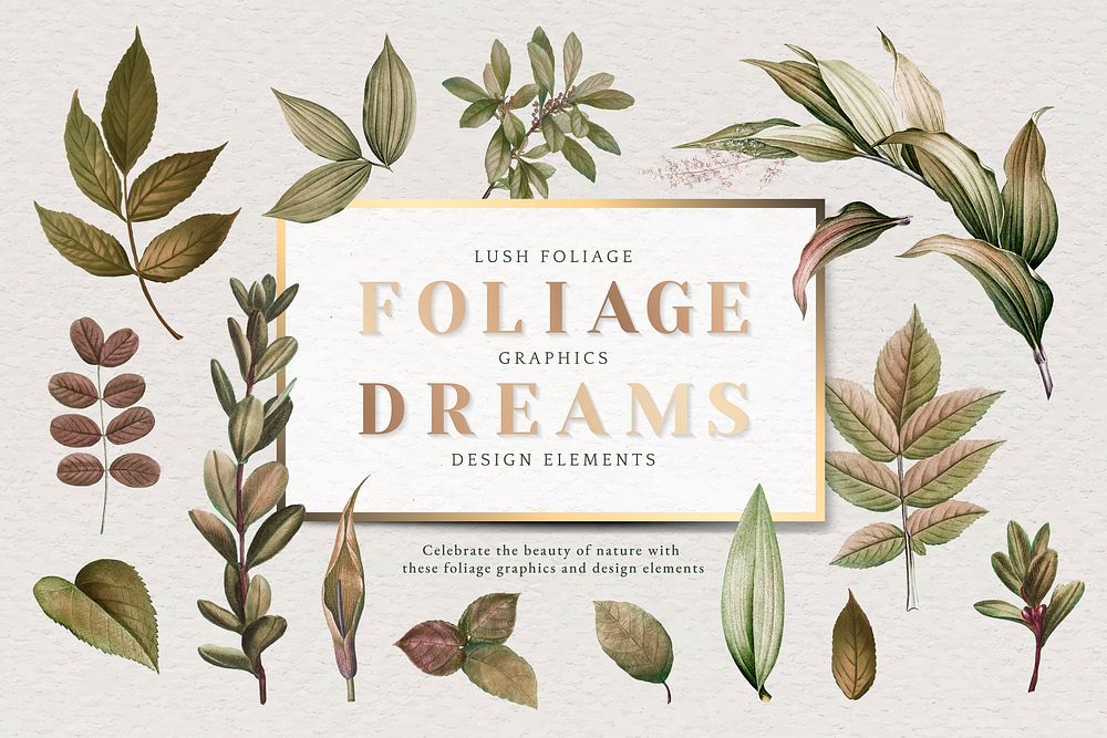 Foliage dreams leaf patterned frame vector