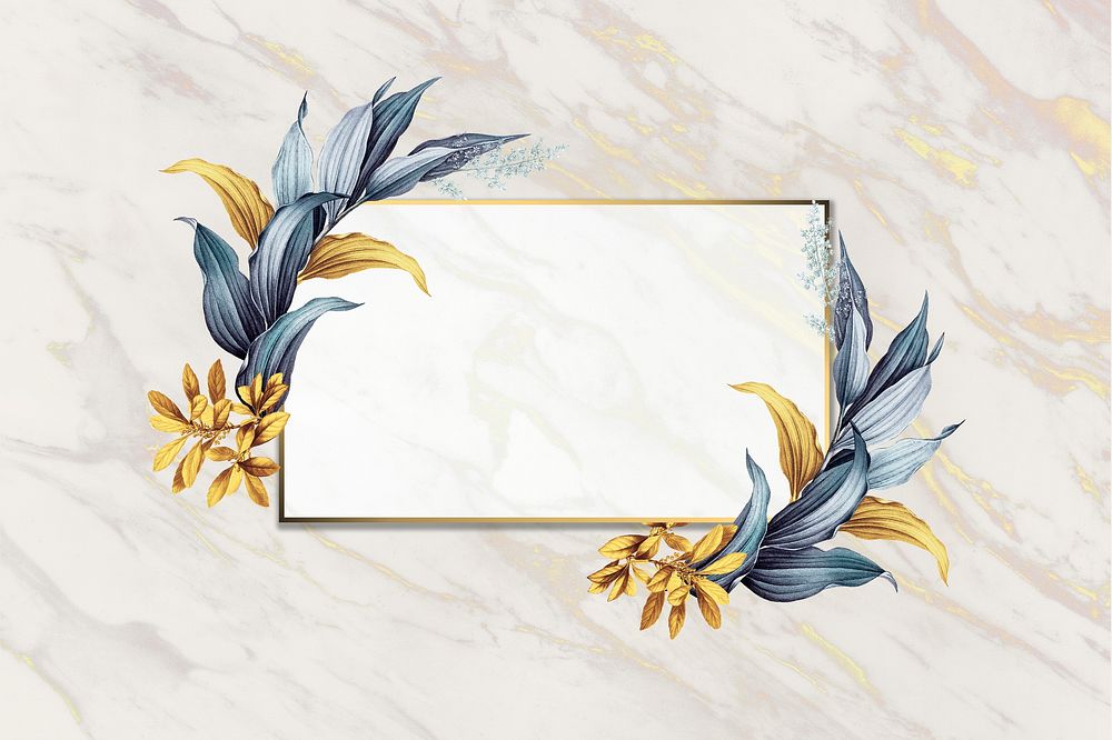 Golden frame decorated with colorful leaves illustration