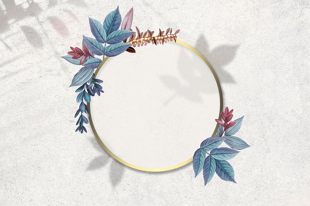 Foliage dreams in a golden circle frame illustration
