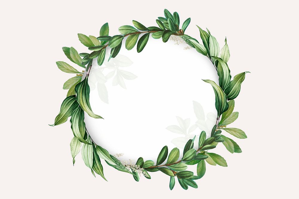 Tropical botanical wreath design illustration
