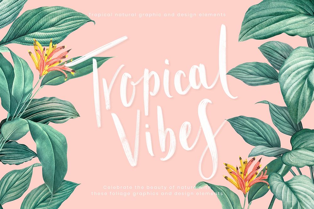 Tropical vibes on a pastel pink background illustration