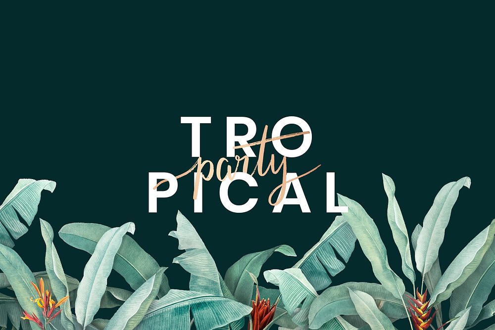 Tropical party dark green poster vector