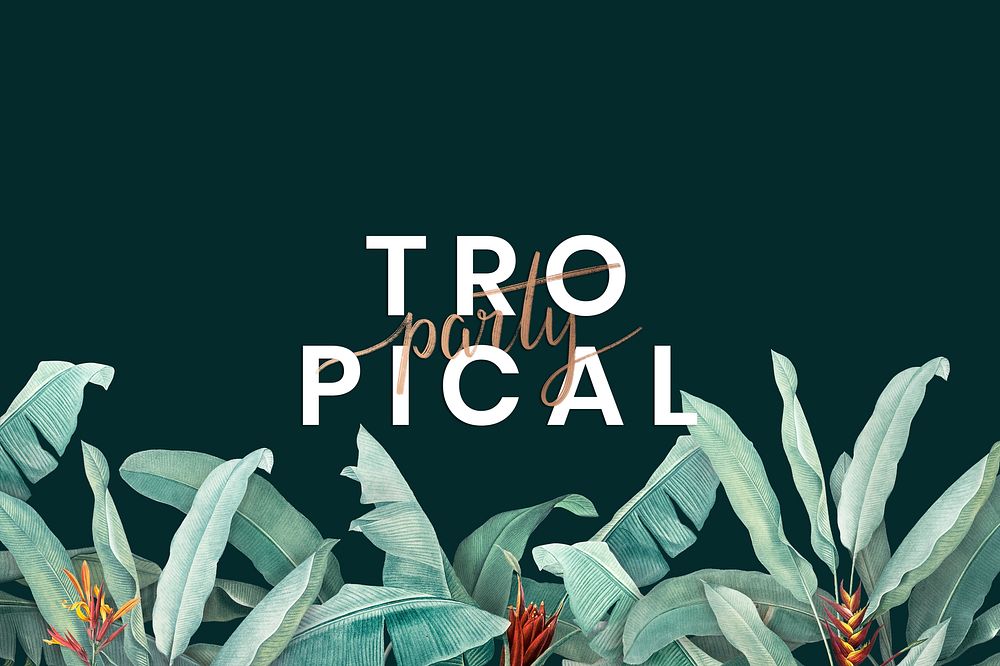 Tropical party dark green poster illustration