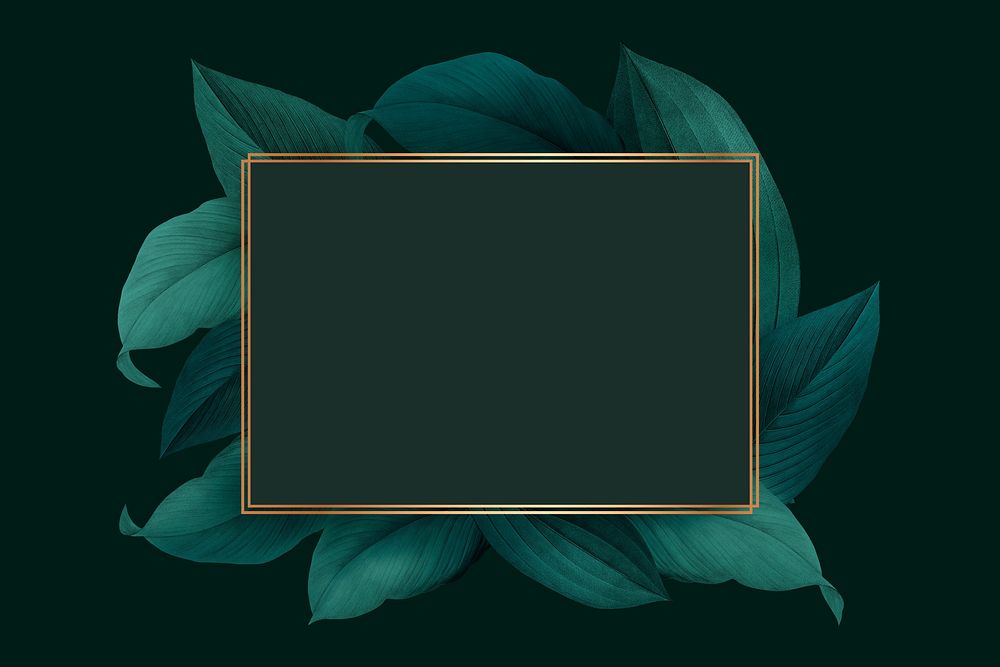 Golden frame on a green leafy background illustration
