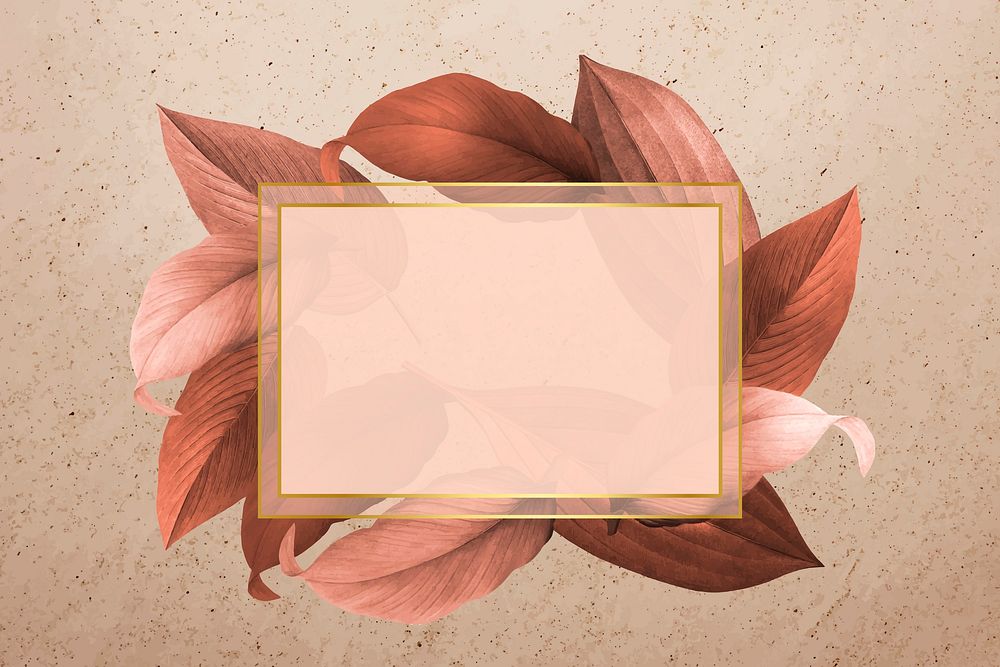 Golden frame on a red leafy background vector
