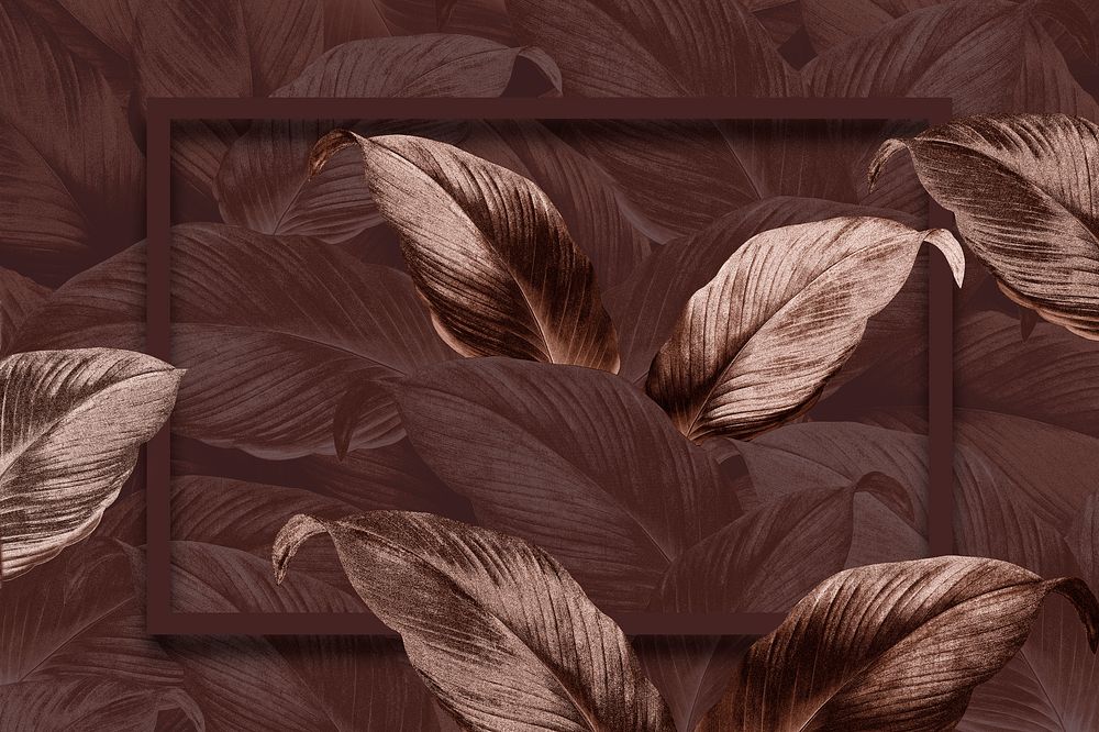 Brown tropical leaves patterned background