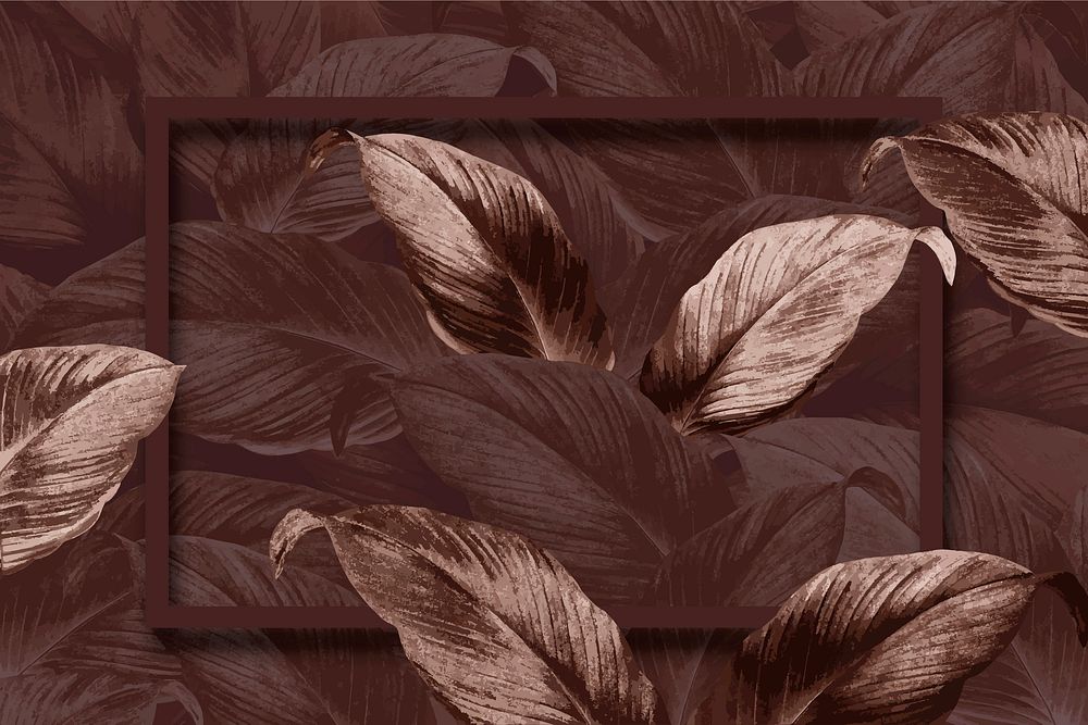 Brown tropical leaves patterned background vector