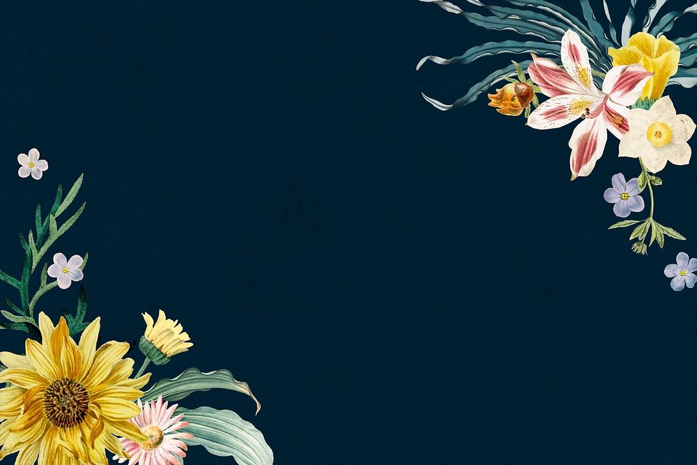 Floral border psd vintage flower illustrations frame