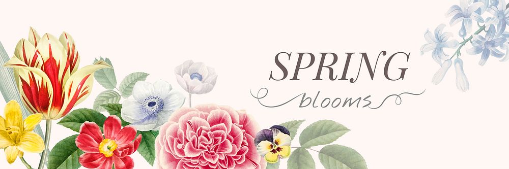 Floral spring blooms banner vector