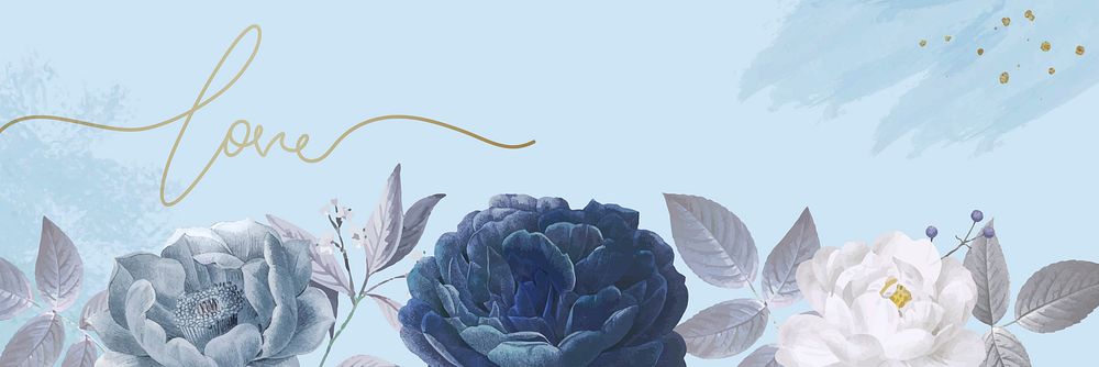 Blue roses banner template vector