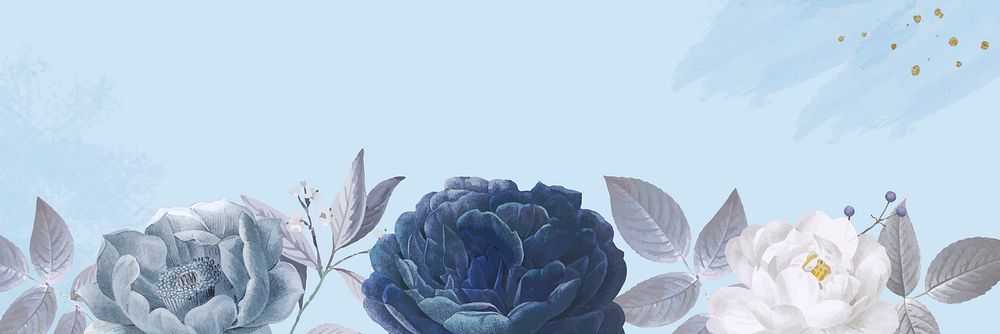 Blue roses banner template vector