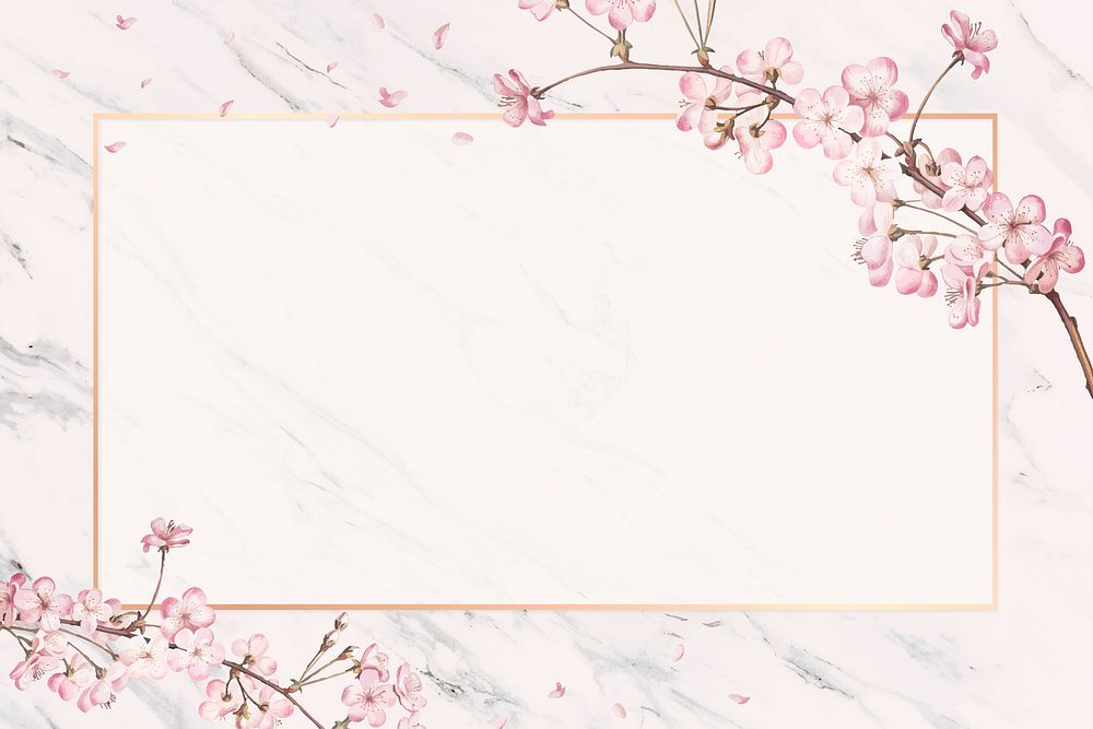 Pink floral frame card vector