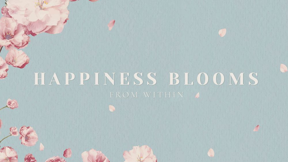 Happiness blooms card design vector