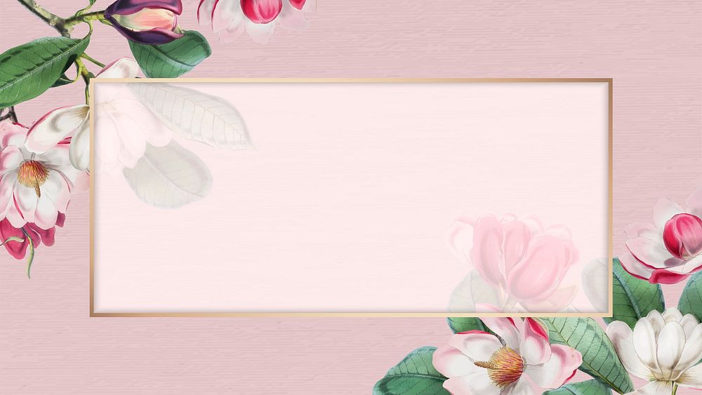 Pink blooming floral frame vector