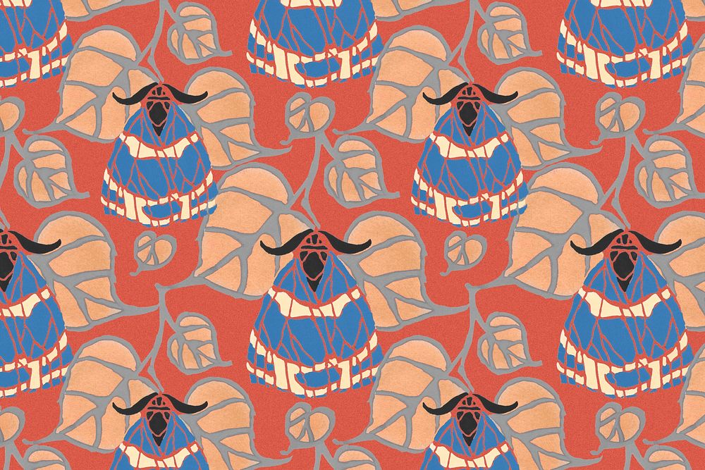 Art deco moth background, colorful design psd