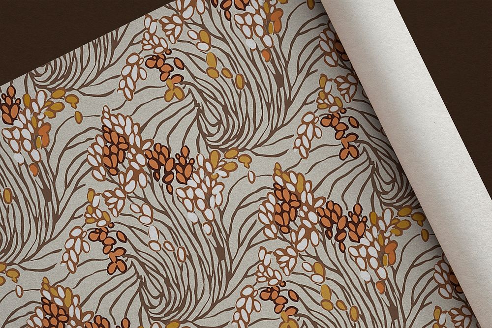 Floral wrapping paper mockup, vintage hand drawn style psd