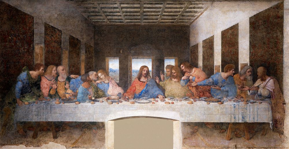 Leonardo da Vinci's The Last Supper (1495-1498) famous painting. Original from Wikimedia Commons. Digitally enhanced by…